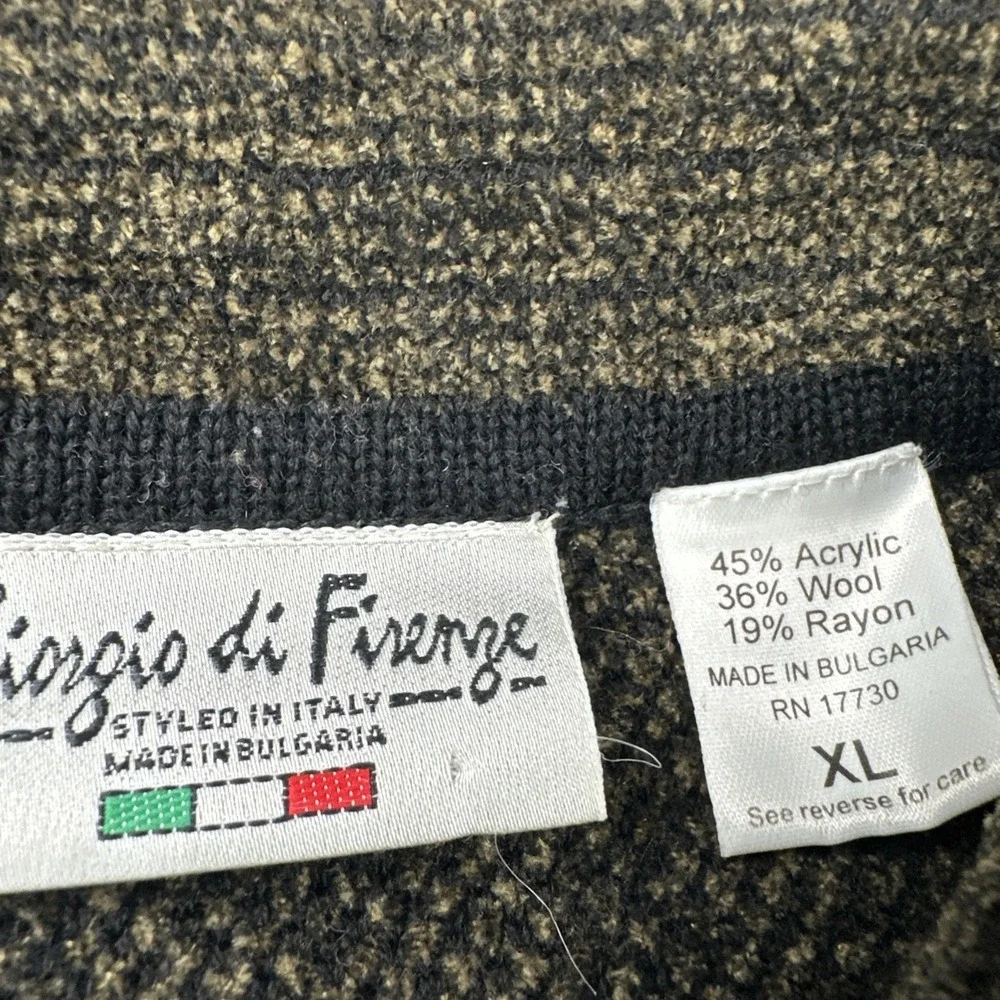 Giorgio di Firenze 1/4 Button Sweater Men XL Brown Acrylic Wool Blend Knit Italy